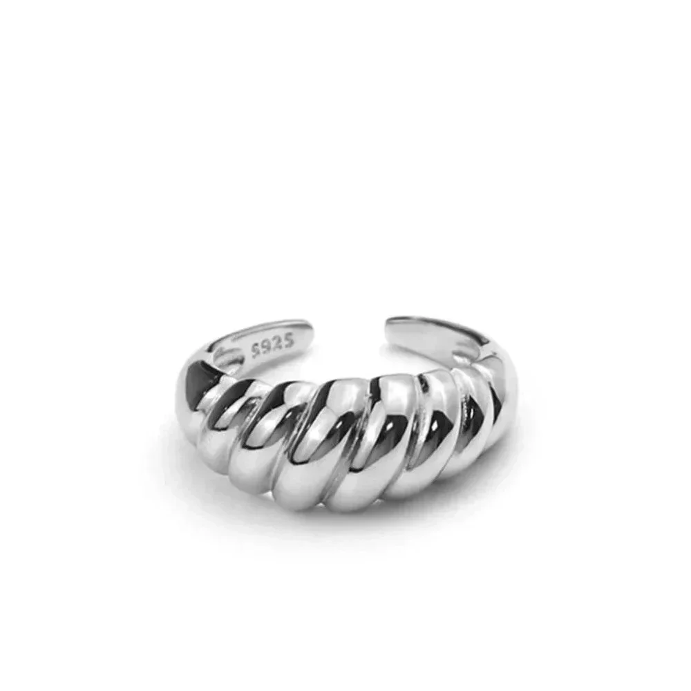 Minimalist 925 Sterling Silver Croissant Ring Dome Ring Statement Stackable Ring